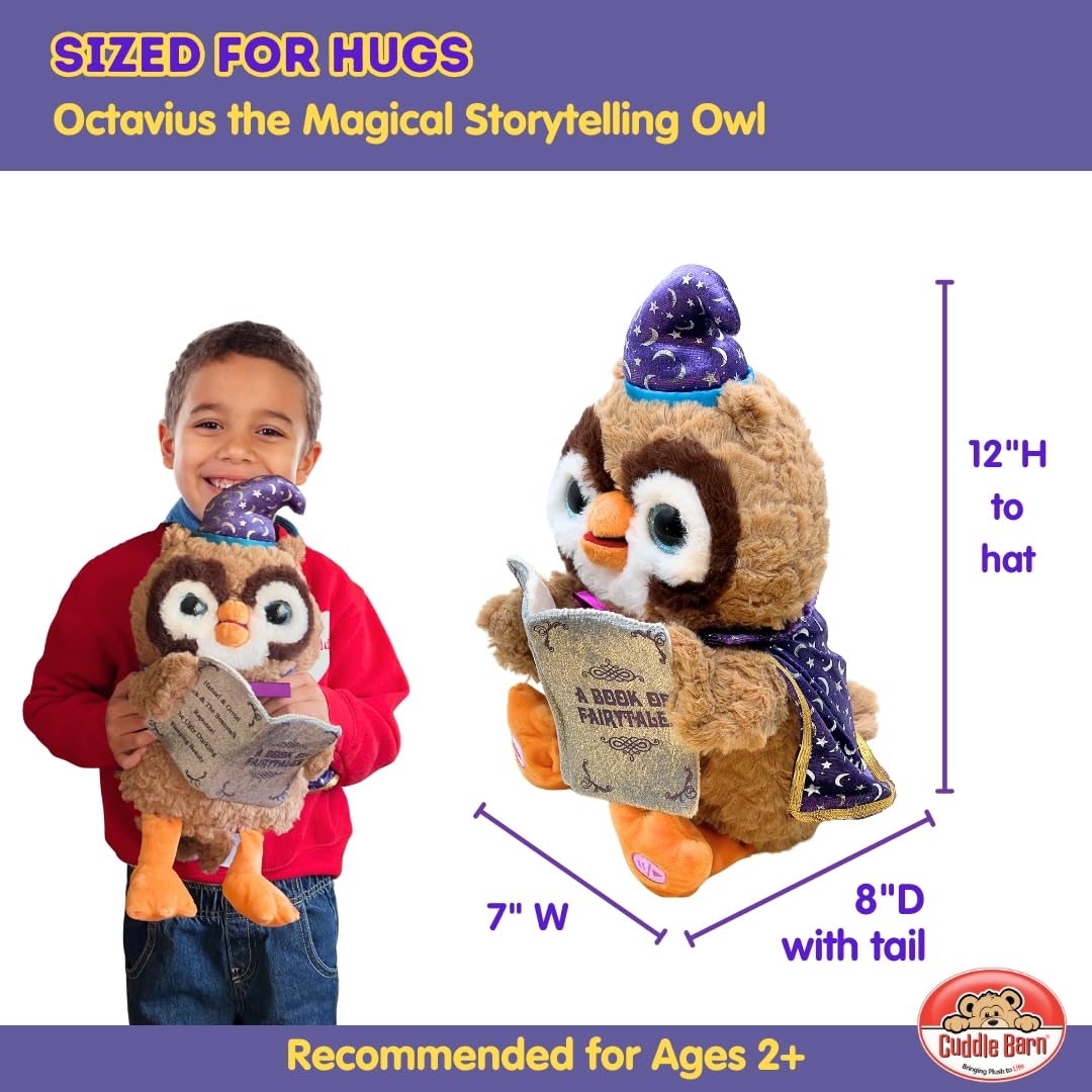 Cuddle Barn Octavius storytelling owl mouth moves during fairy tale reading