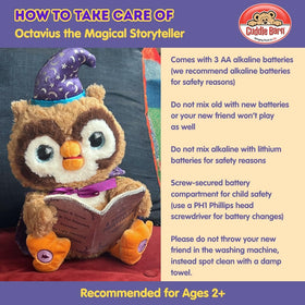 Cuddle Barn Octavius 12-inch storytelling owl ready for storytime