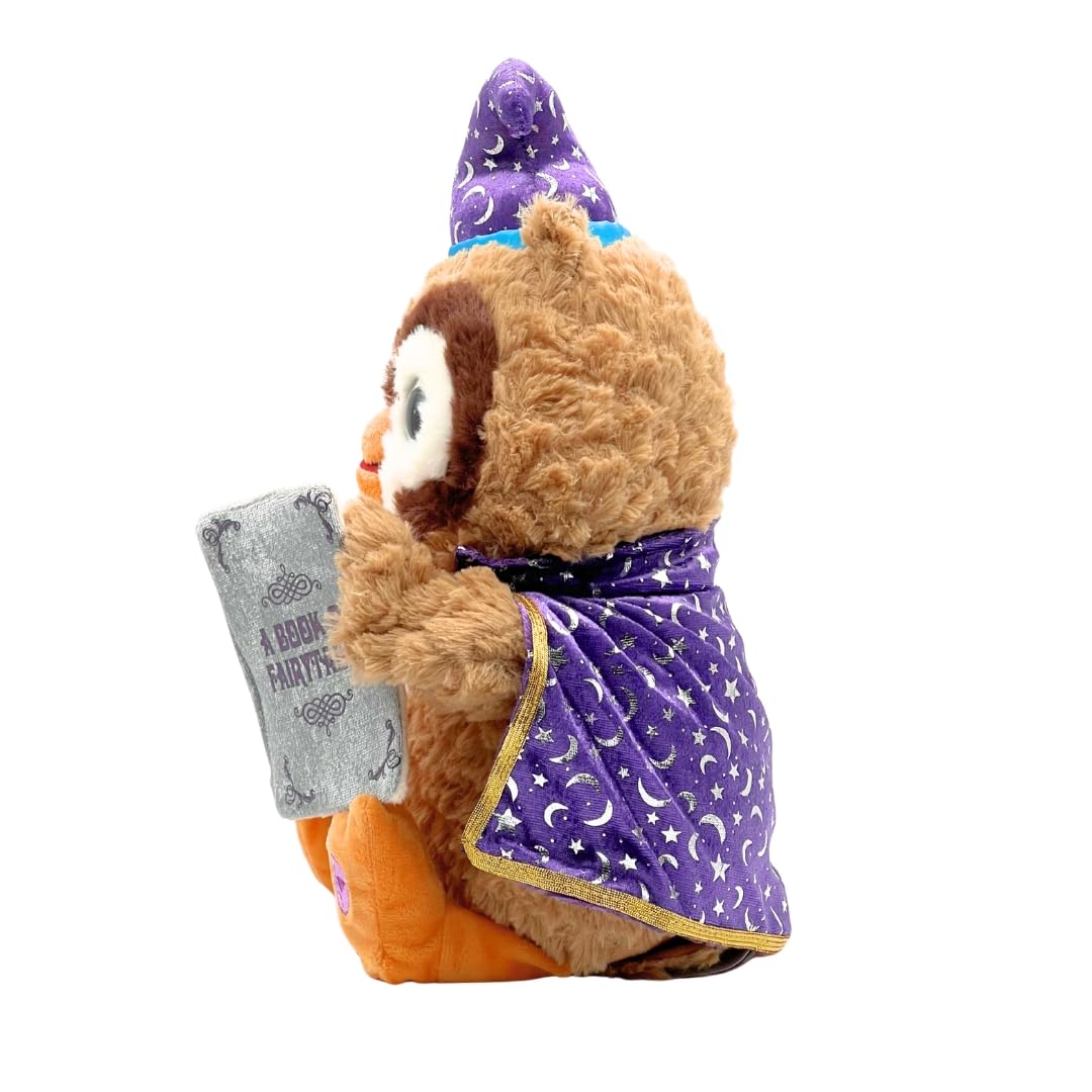 Cuddle Barn Octavius owl in wizard hat and cape for whimsical play