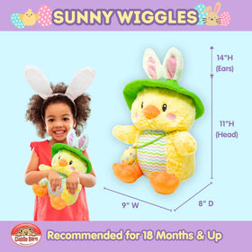 Sunny Wiggles chick with Easter bag for festive decorating