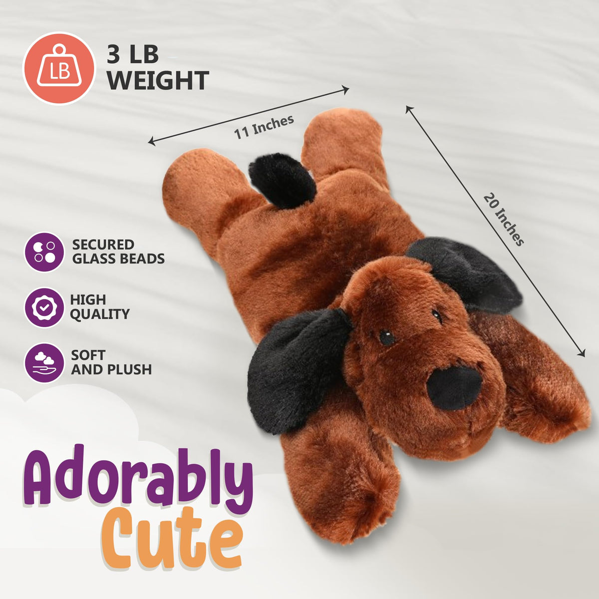 Cuddle Buds 20 inch plush dog serves as a warm bedtime cuddle buddy