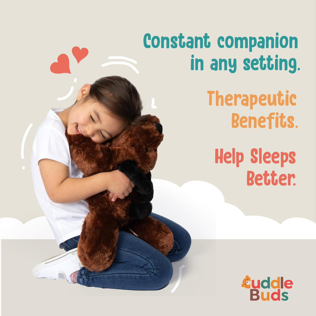 Cuddle Buds glass bead weight fill adds realistic heft for calm moments