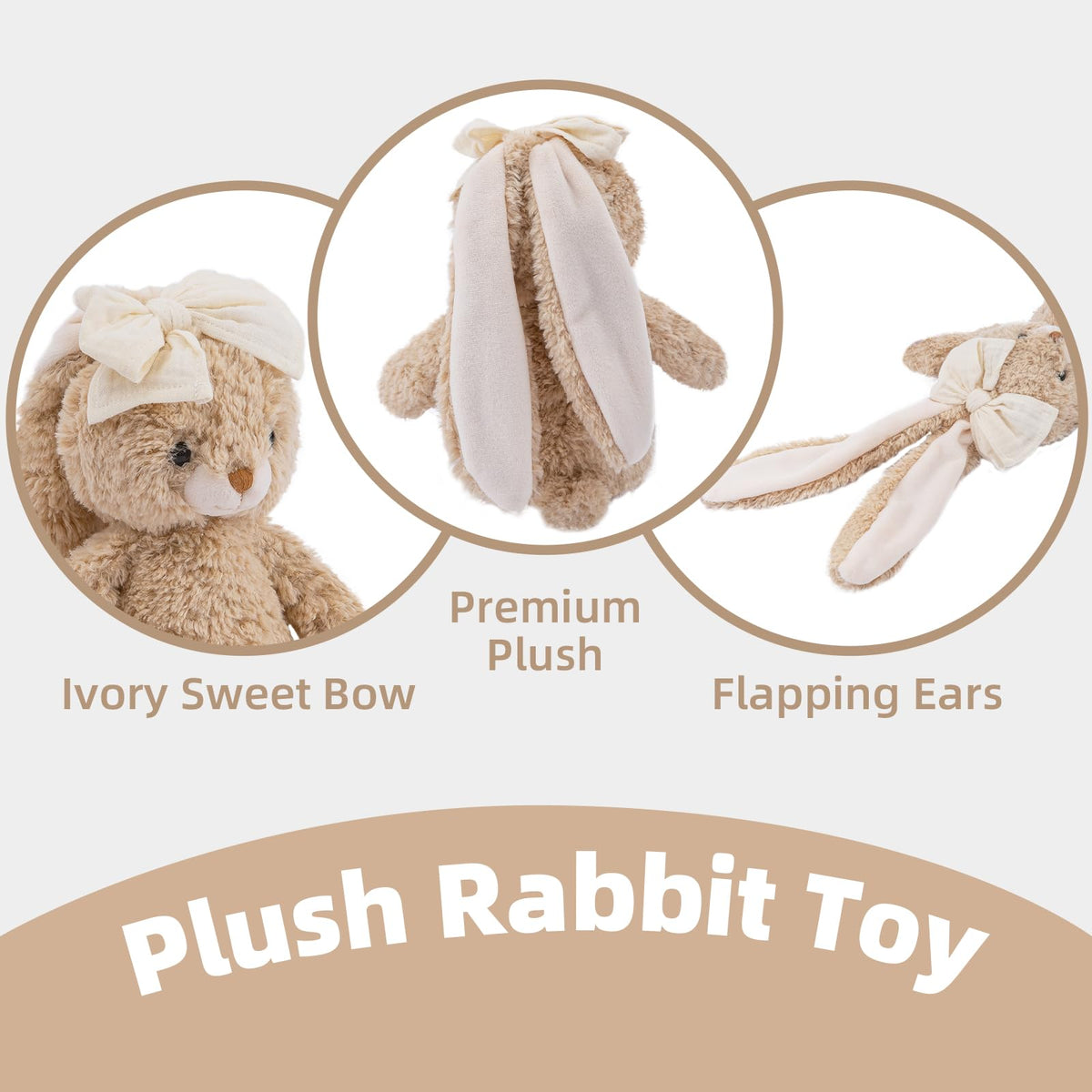 CUDDLE CORNER Bunny compact 8-inch size, perfect for travel and on-the-go snuggles.