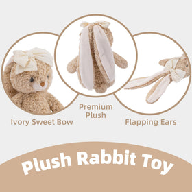 CUDDLE CORNER Bunny compact 8-inch size, perfect for travel and on-the-go snuggles.