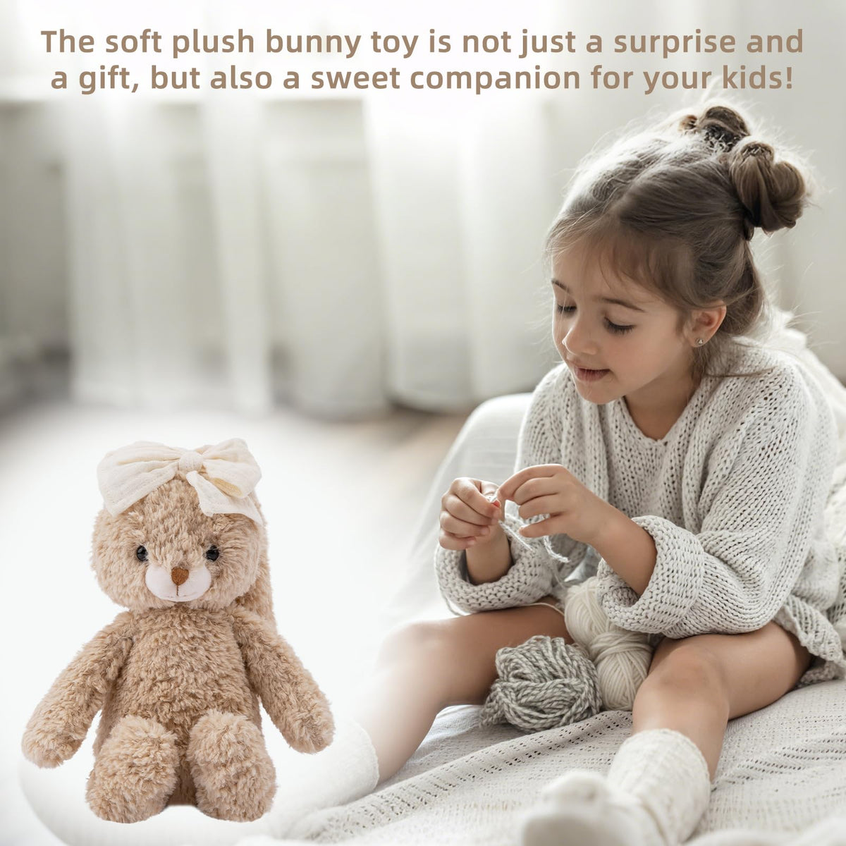 CUDDLE CORNER Bunny safe-fill durable toy, built to endure daily cuddles.