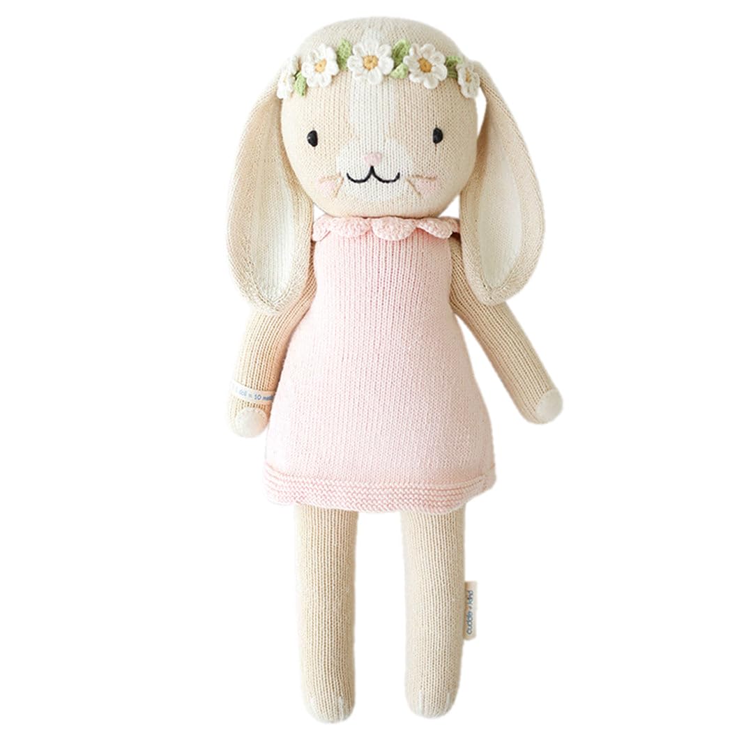 cuddle + kind Hannah Bunny 20-inch doll offers soft cotton comfort for gentle hugs.