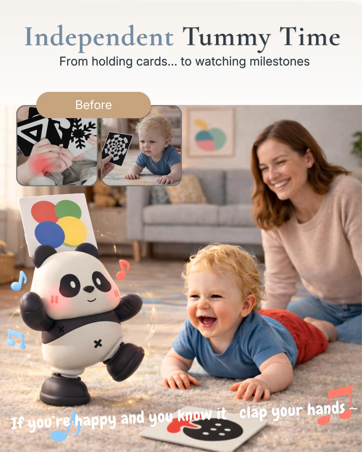 Cuddo Baby Dancing Panda side view showing lights and motion for engagement