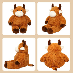 Cudhug Highland Cow plush side view showing fluffy fringe and form