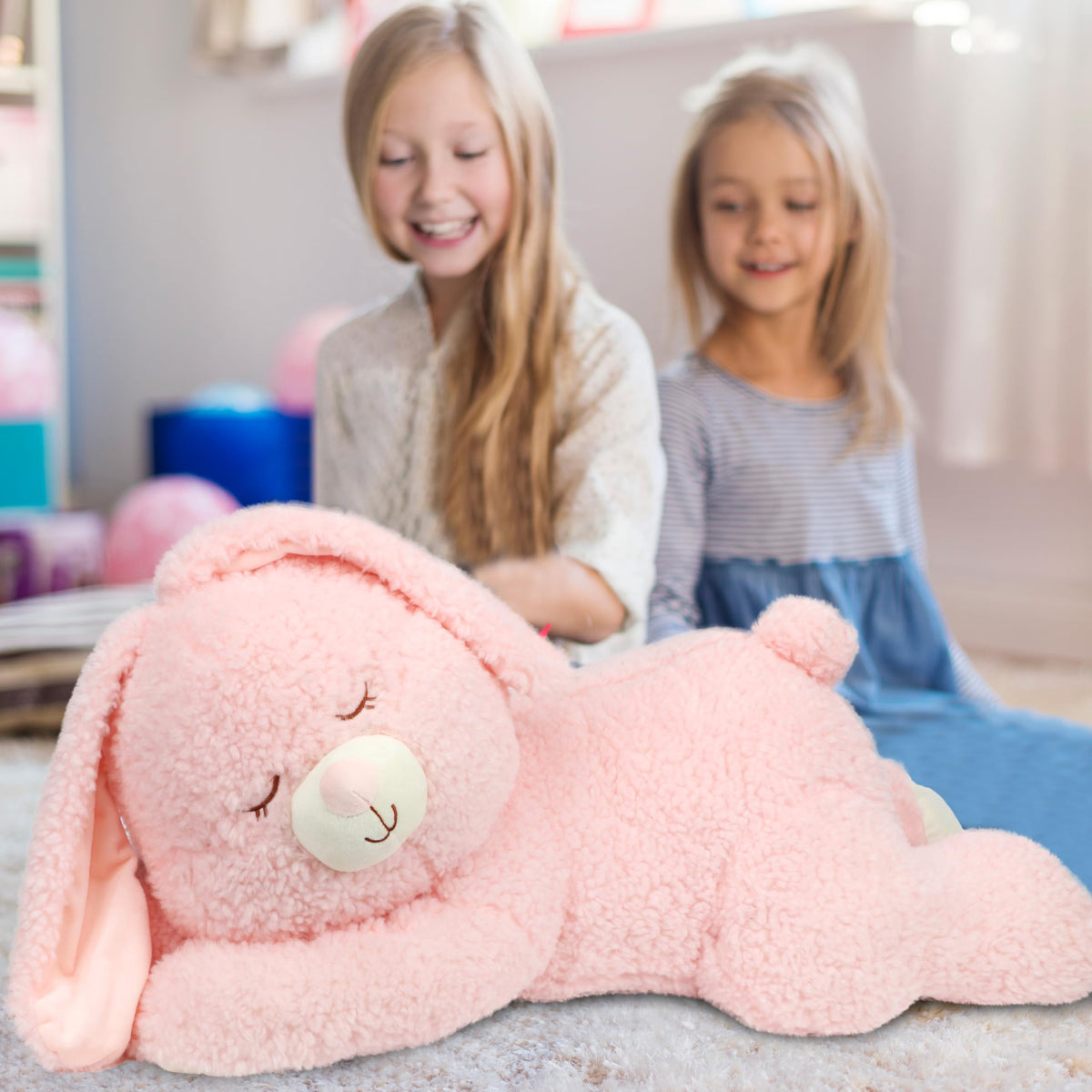 Cudhug soft stuffed bunny crafted with plush fabric and PP cotton.