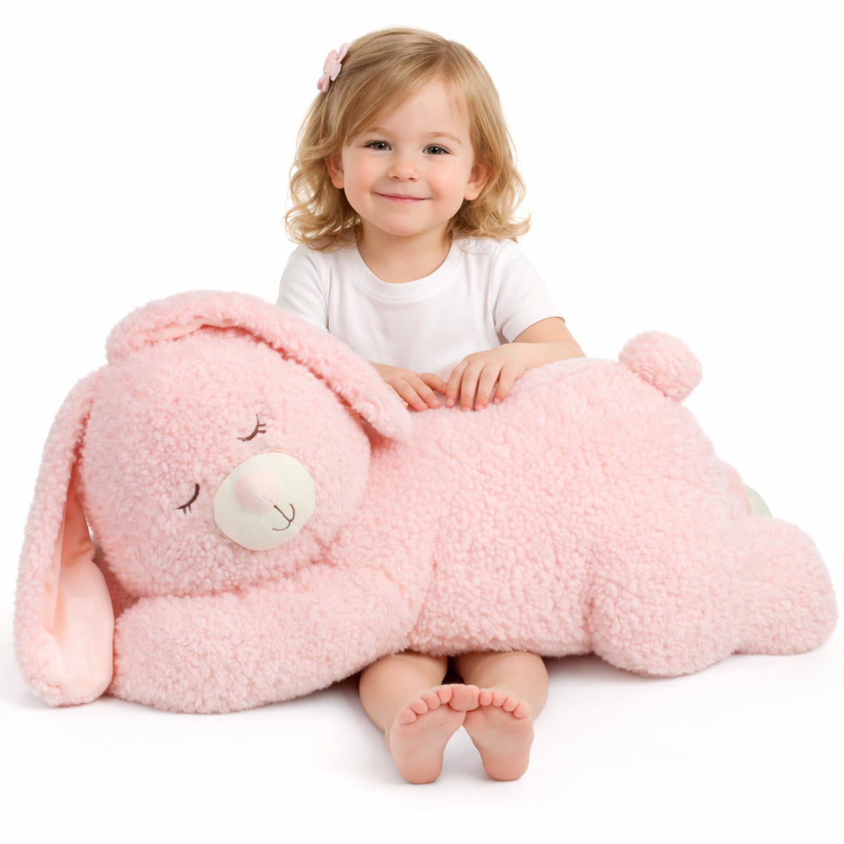 Cudhug large bunny lying down, cozy reading companion for kids.
