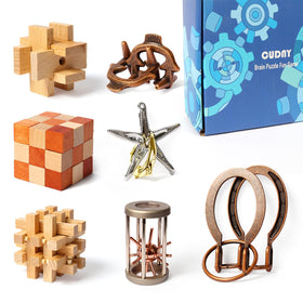 CUDNY 7-piece mind puzzles: interlock challenges for all ages, engaging brain exercise.