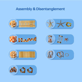 CUDNY wooden and metal puzzles collection boosts problem solving skills and fun.
