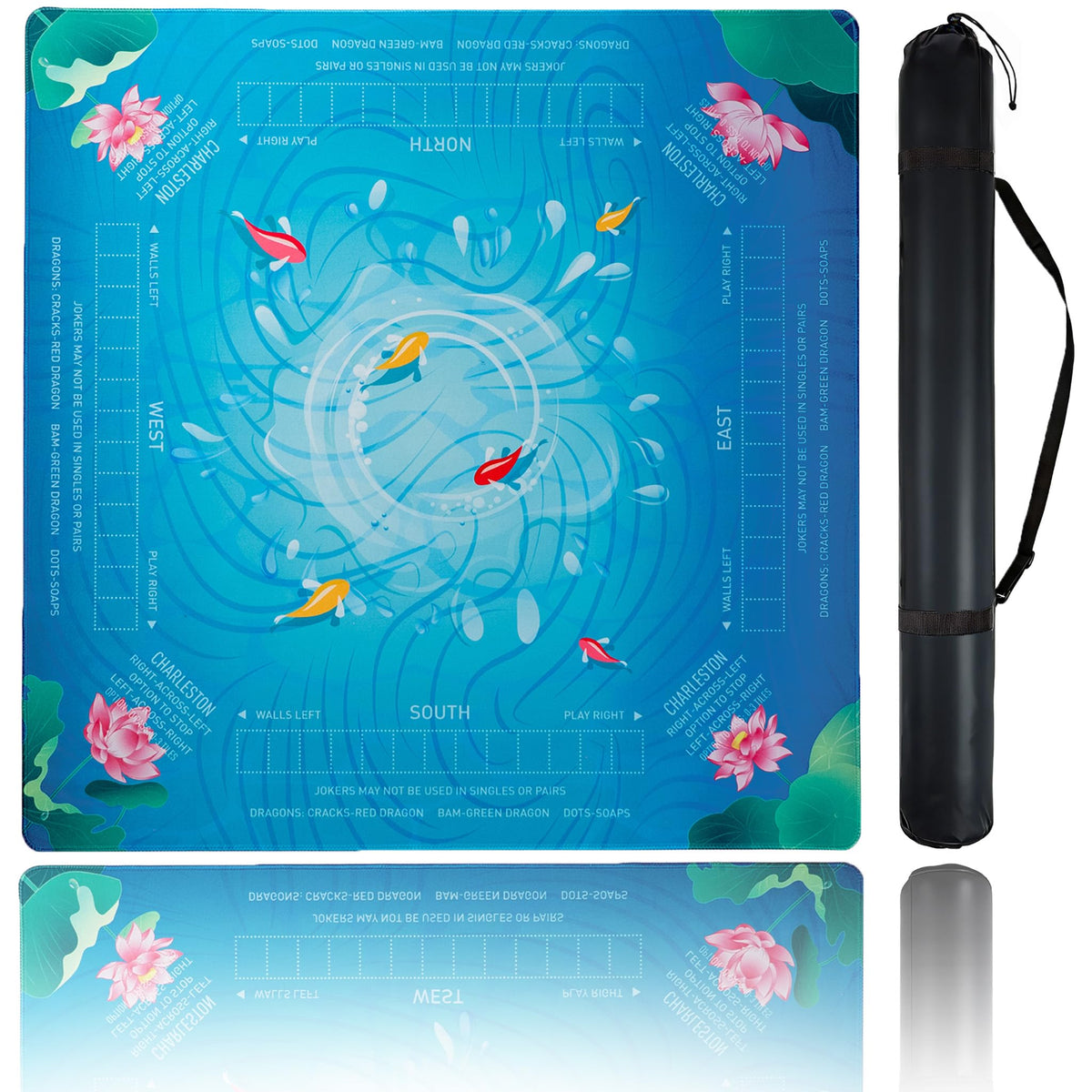 CUFURNIX Mahjong Mat blue-green top view showing large playing surface for multiple games