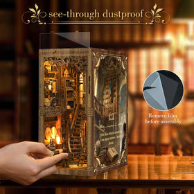 Cuiwos Book Nook Kit 3D puzzle assembly for a decorative dollhouse feel.