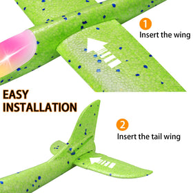 CUKU foam plane lights glow at dusk for night-time outdoor fun.