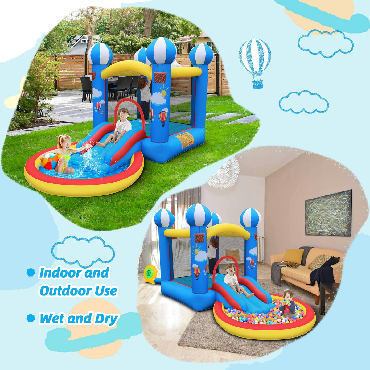 Kids playing inside the Culaluva bounce house.