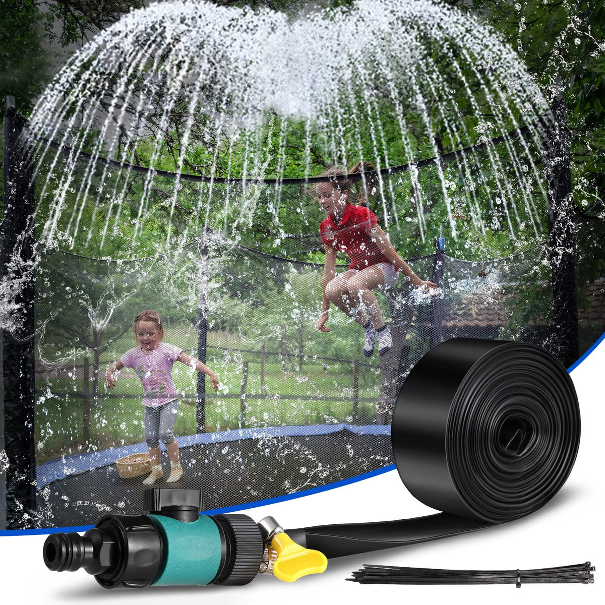 Cunhill LED edge strip provides visible, colorful illumination for evening trampoline sessions.