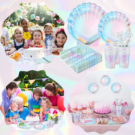 Cunhill Mermaid paper cups featuring scales for a cohesive underwater celebration.