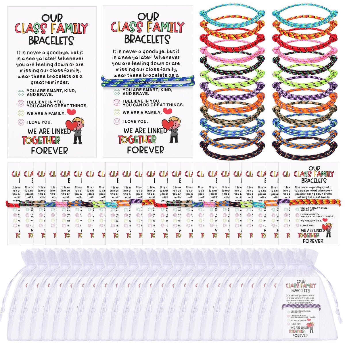 Cunno end-of-year bracelet kit with multicolor bracelets for easy gift exchanges and crafts.