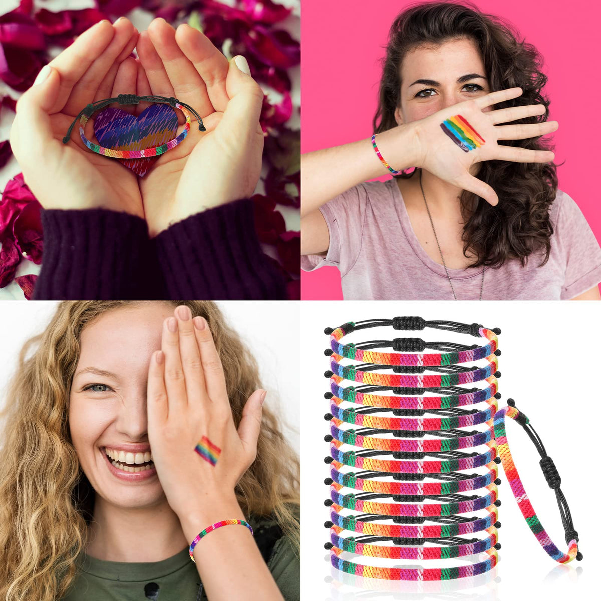 Cunno pride bracelet showing braided texture for stylish durability.