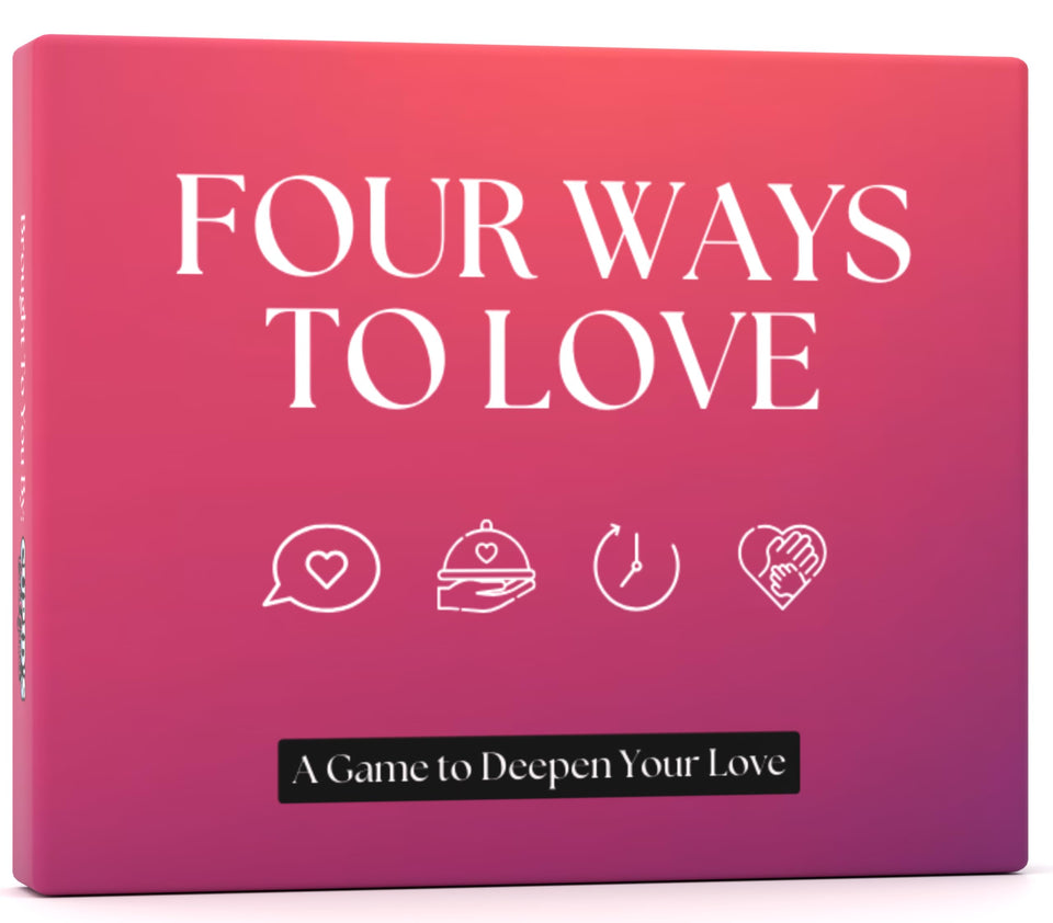 Cupid's Card Games Four Ways to Love box on table, ideal for cozy date nights