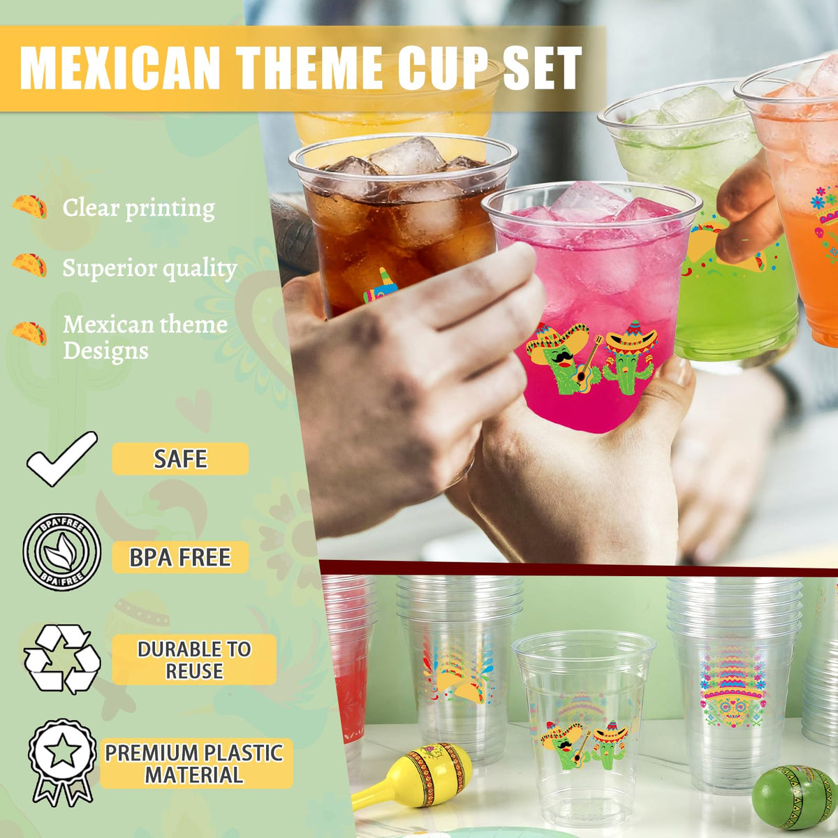 CUPLOOV Fiesta Cups 12oz bright colors elevate Cinco de Mayo decor
