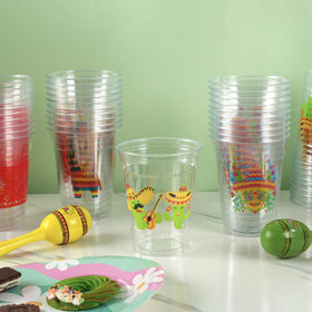 CUPLOOV fiesta cups 12oz clear prints for easy drink identification