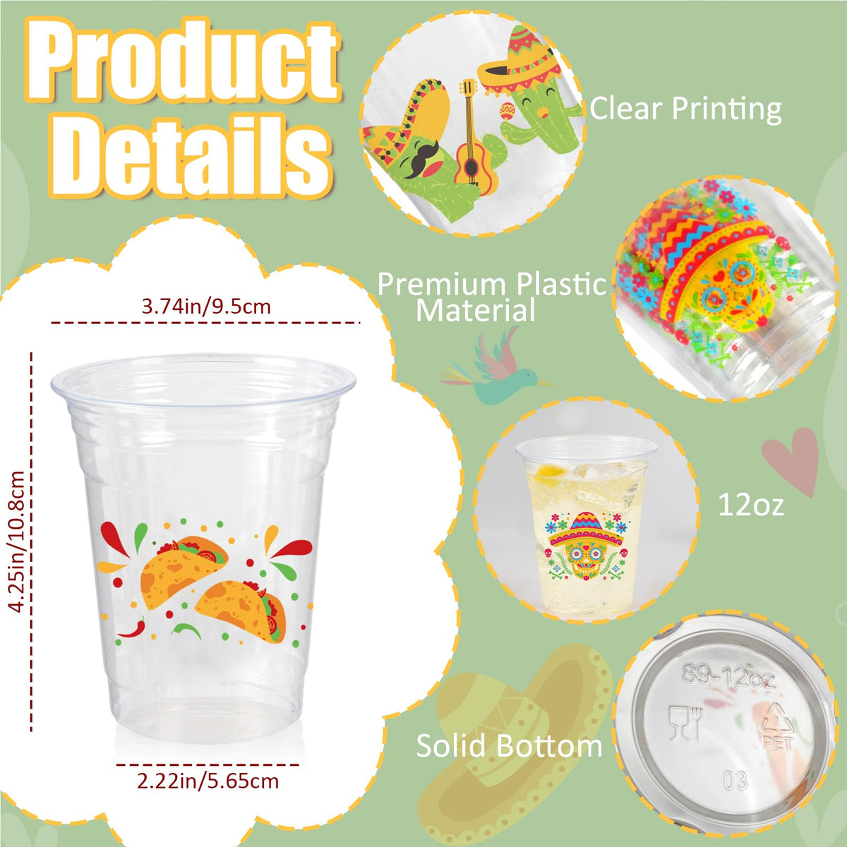 CUPLOOV fiesta cups 12oz guitar pattern ideal for musical gatherings