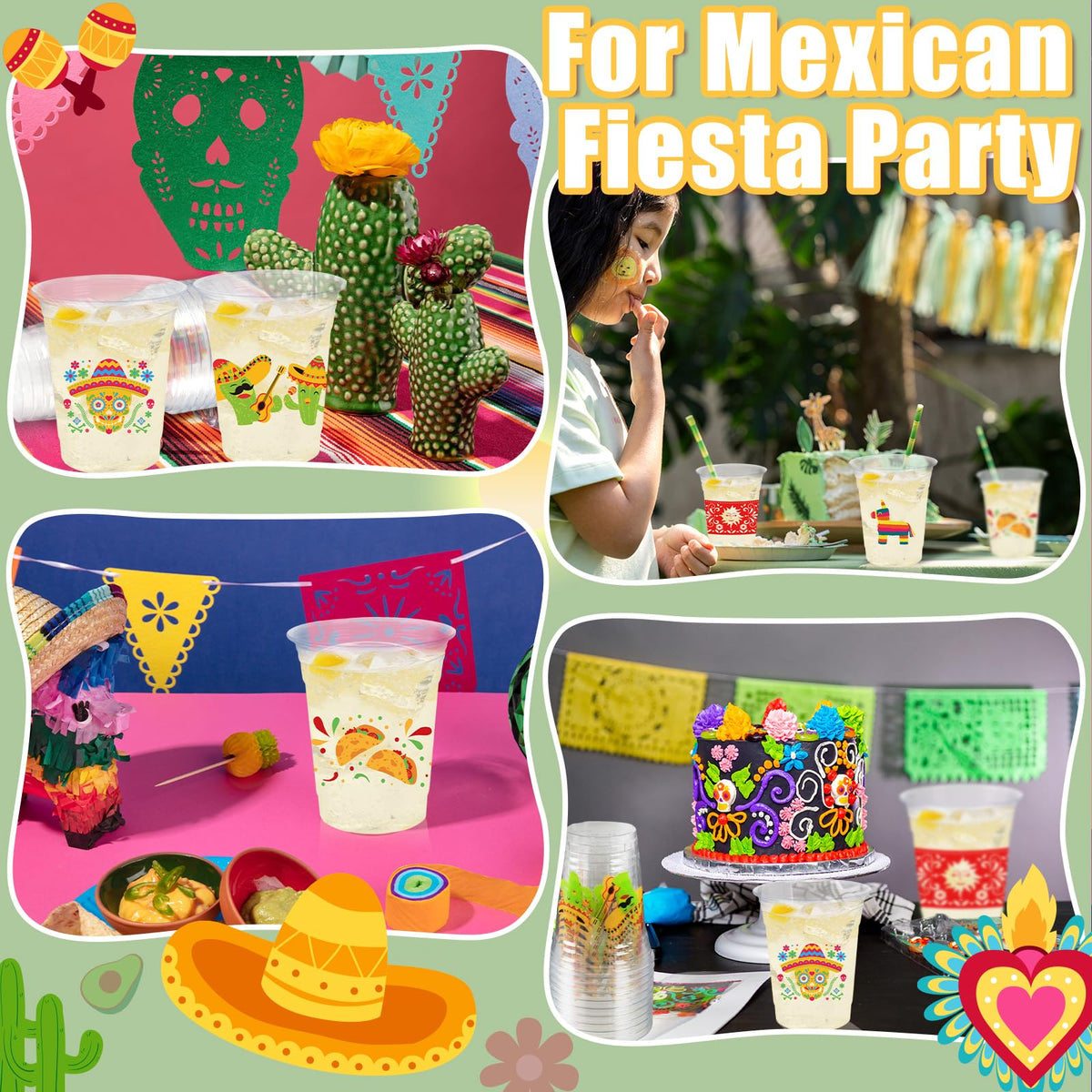 CUPLOOV fiesta cups 12oz multi-design pack for vibrant drinkware sets