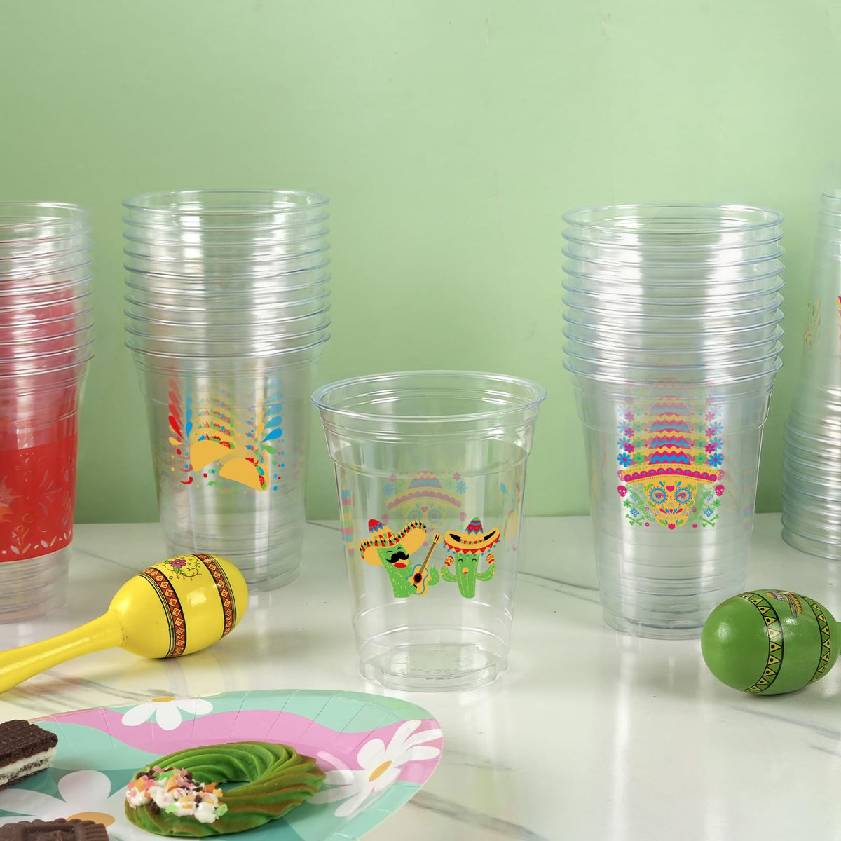 CUPLOOV Fiesta Cups 12oz party decor set for taco and fiesta celebrations