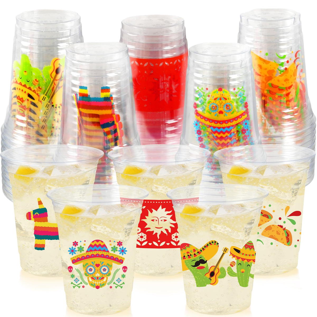 CUPLOOV fiesta cups 12oz straw hat design for festive Cinco de Mayo drinks