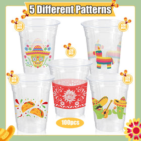 CUPLOOV fiesta cups 12oz taco design great for themed fiesta parties