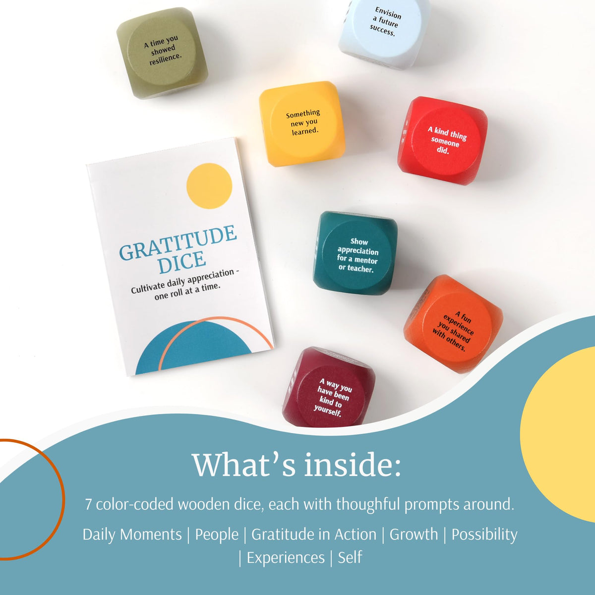 Curiosity Driven Gratitude Dice Set family use to share gratitude moments.