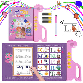 Battery included with auto shut-off in Curious 2 Learn ABC Sound Book.