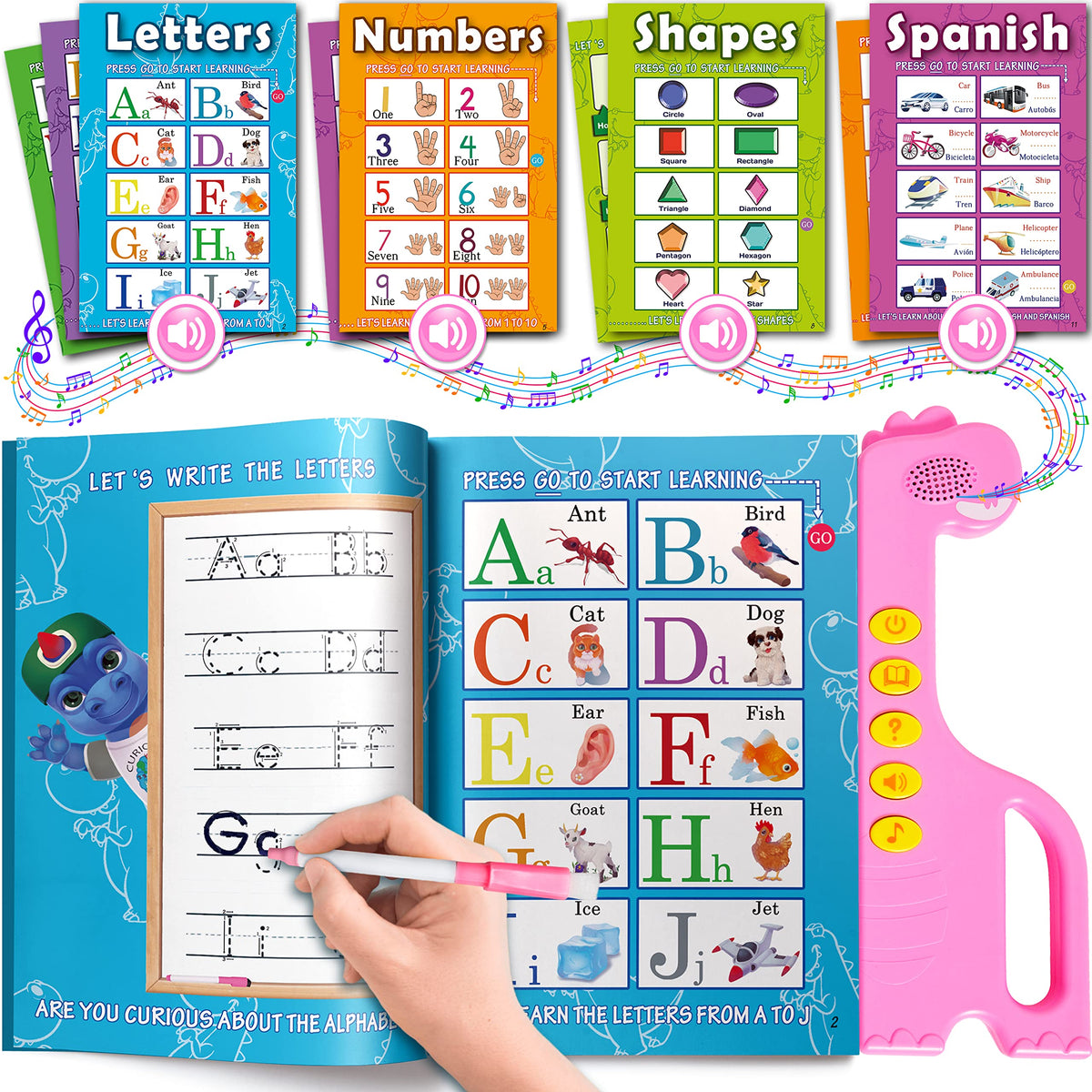 Curious 2 Learn ABC Sound Book cover with colorful art for interactive learning.