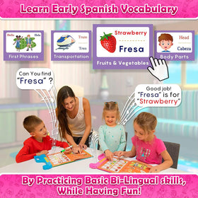 Sound buttons on Curious 2 Learn ABC Sound Book deliver audible letters and words.