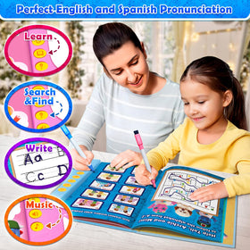 Curious 2 Learn bilingual pages teach English and Spanish phrases.
