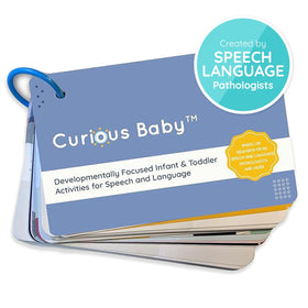Curious Baby Speech & Language Development Cards front cover, durable for daily at-home practice.