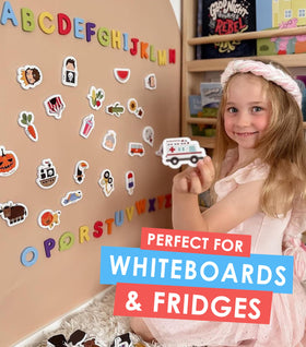 Curious Columbus ABC uppercase letters foam magnets designed for easy letter recognition.