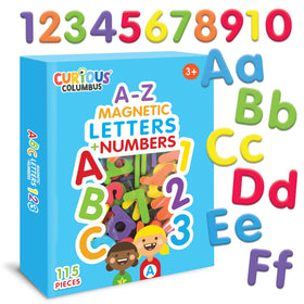 Curious Columbus letters fridge magnets for early spelling practice.