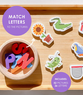 Curious Columbus magnets feature names beside pictures to boost object association.