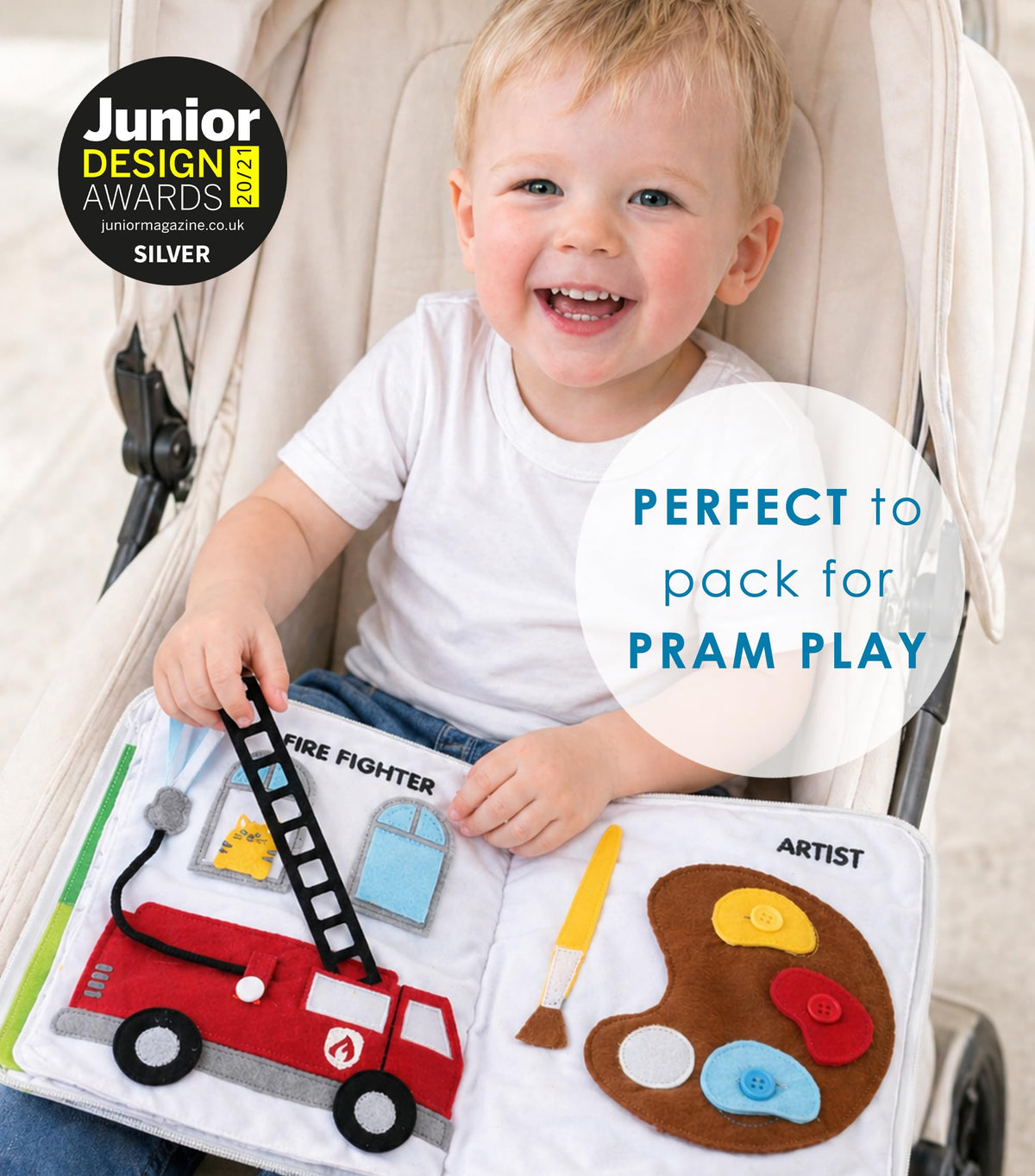 Curious Columbus Quiet Book cotton and felt assembly offers durable, tactile learning.