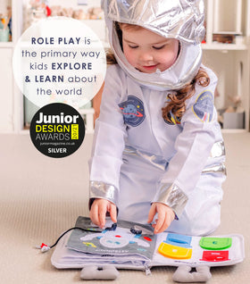 Curious Columbus Quiet Book role-play prompts support early learning.