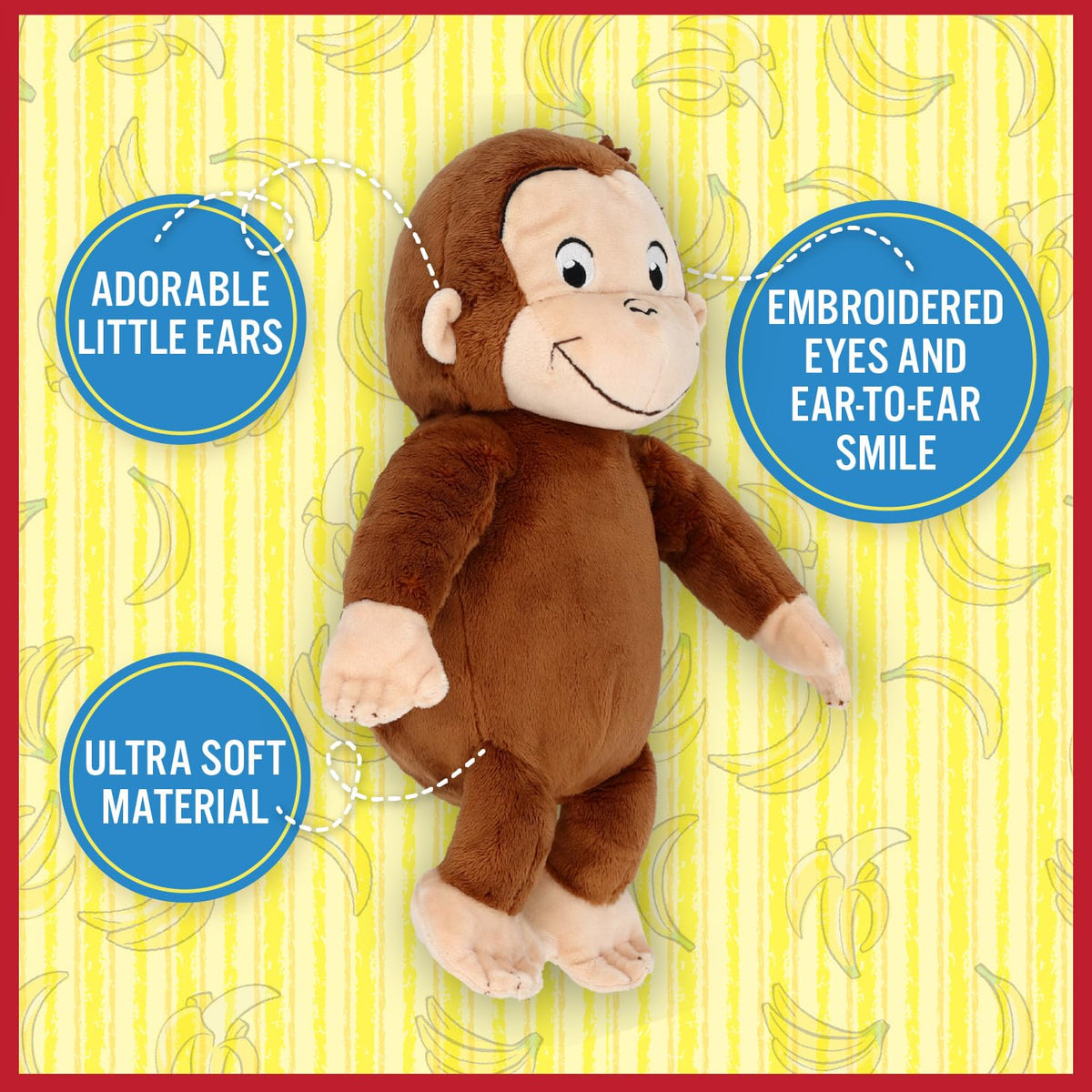 Curious George plush traveling friend for car trips and flights