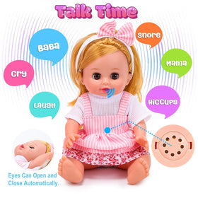 Cute Stone 12-inch doll features interactive sounds and lifelike eyes.