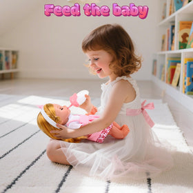 Cute Stone baby doll shoes and tableware complete caregiving scenes.