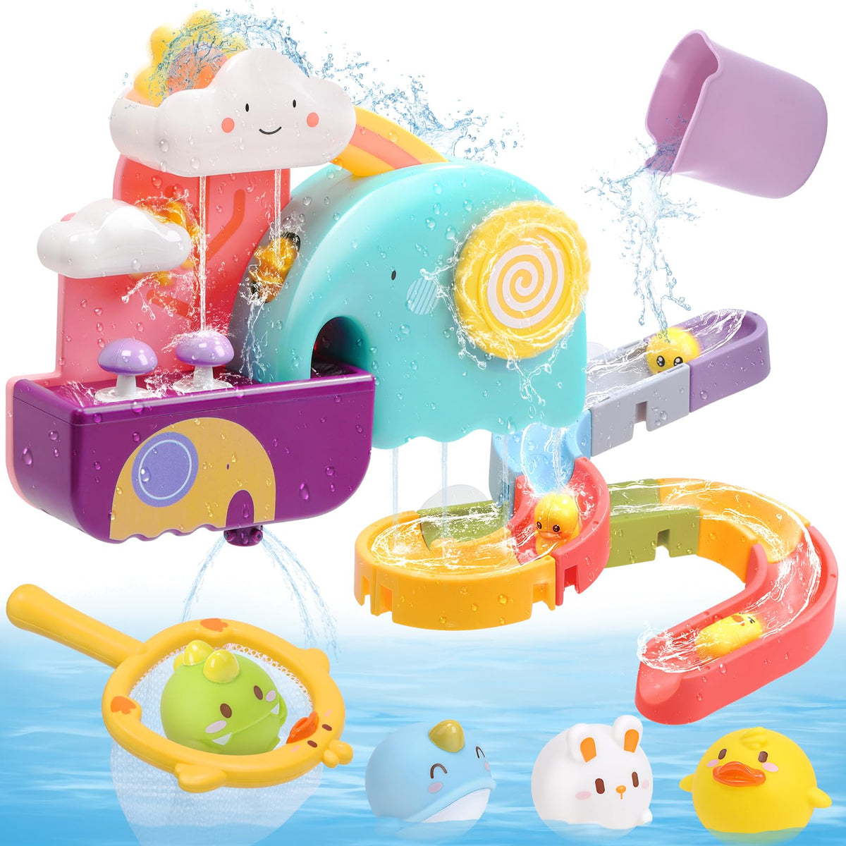 CUTE STONE bath toy no-hole floating squirting for splash-free playful baths