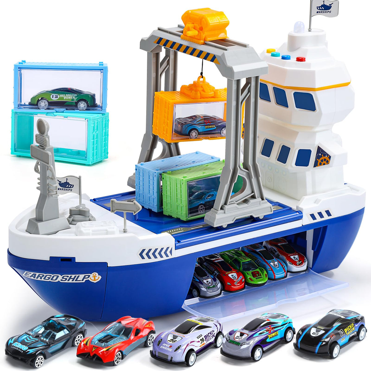 CUTE STONE cargo ship crane for imaginative play and fine motor practice.