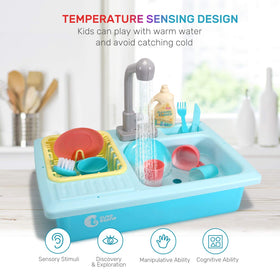 Cute Stone color change under warm water demonstrates temperature cue during play