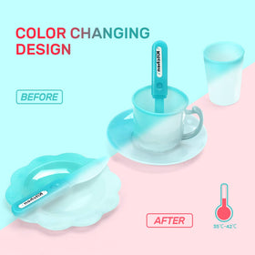 CUTE STONE color-changing dishes showing temperature cues during play